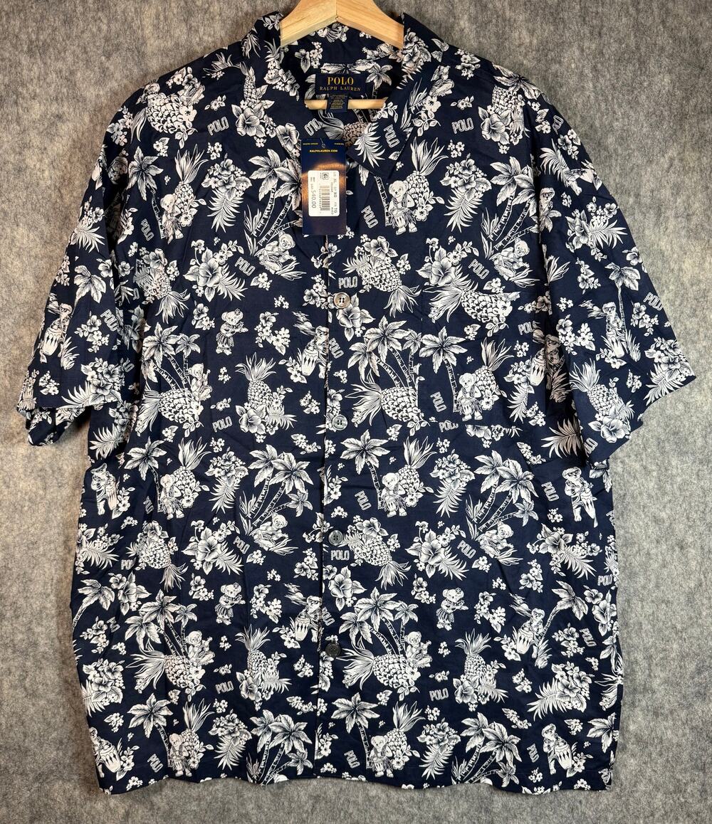 NEW Polo Ralph Lauren Mens XL Sleepwear Button Up Hawaiian Bears Sleep Shirt